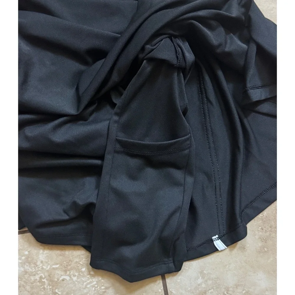 Justice Dress Girls L 12/14 Black White Sporty Active Built-in Shorts Pocket NEW